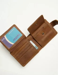 FatFace Seamed Leather Wallet Tan Outlet