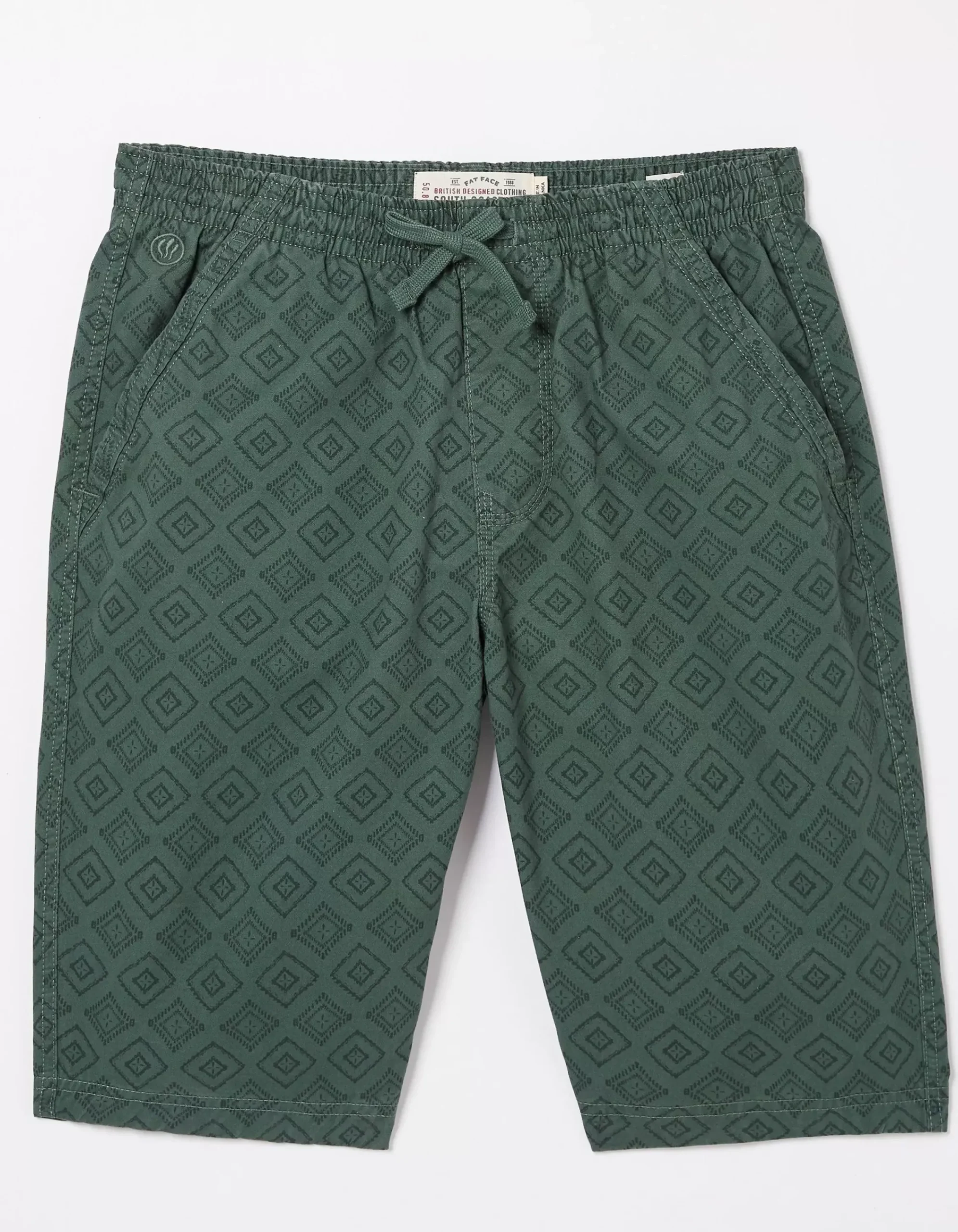 FatFace Seaton Tile Print Shorts Emerald Green Online