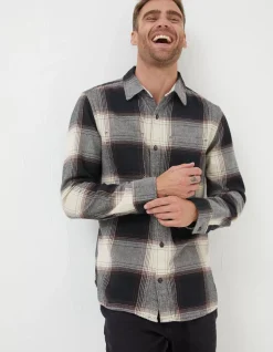 FatFace Selby Check Shirt Black Clearance