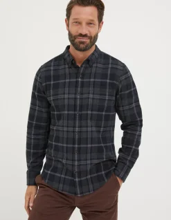FatFace Selwood Check Shirt Black Outlet