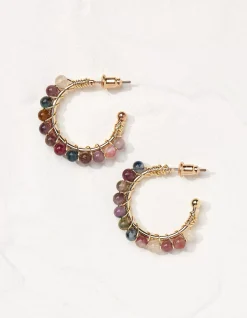 FatFace Semi Precious Hoops Gold