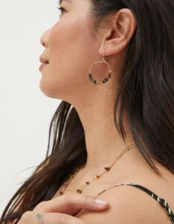 FatFace Semi Precious Stone Hoops Multi Clearance