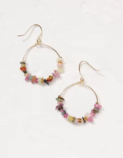 FatFace Semi Precious Stone Hoops Multi Clearance
