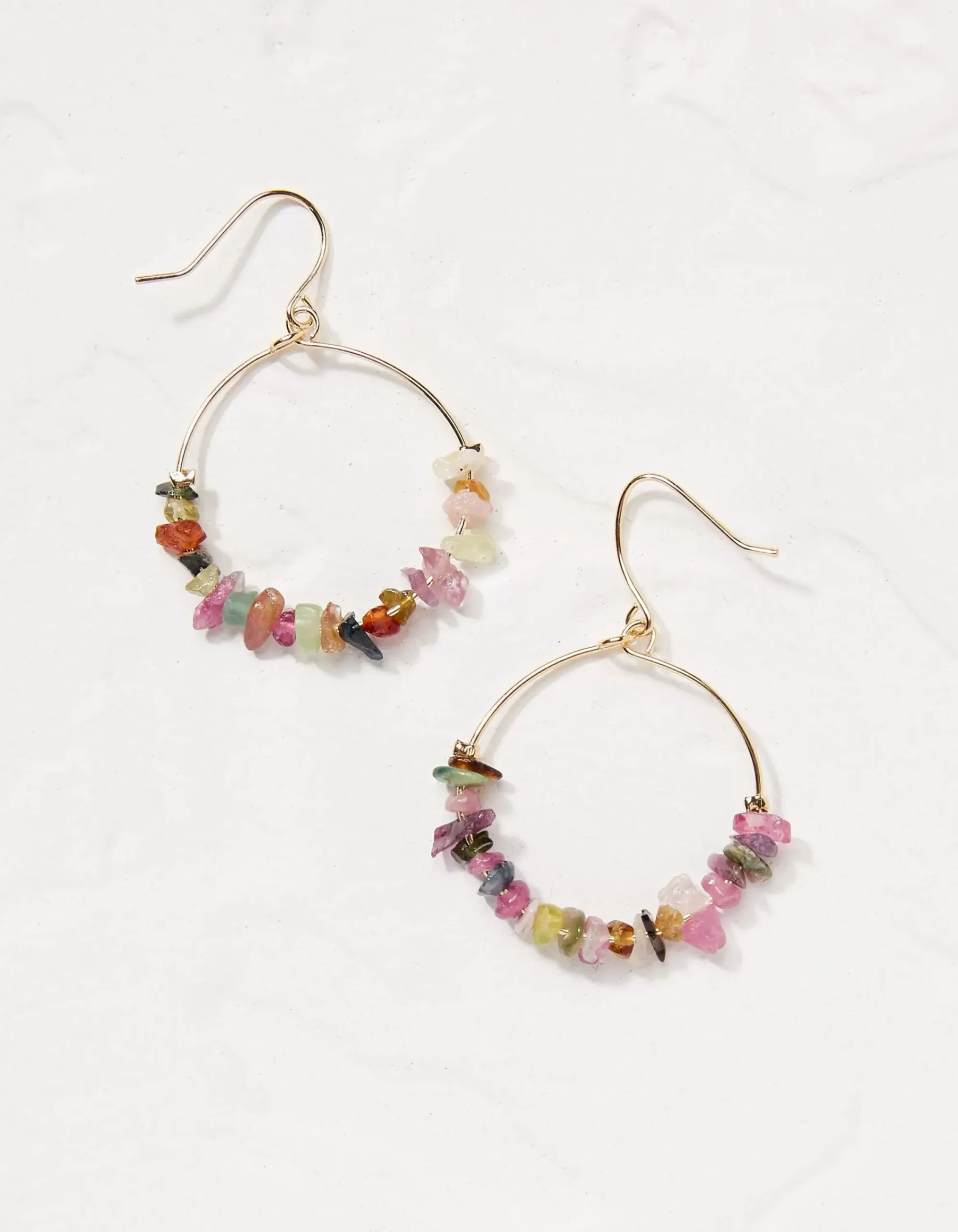 FatFace Semi Precious Stone Hoops Multi Clearance