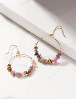 FatFace Semi Precious Stone Hoops Multi Clearance