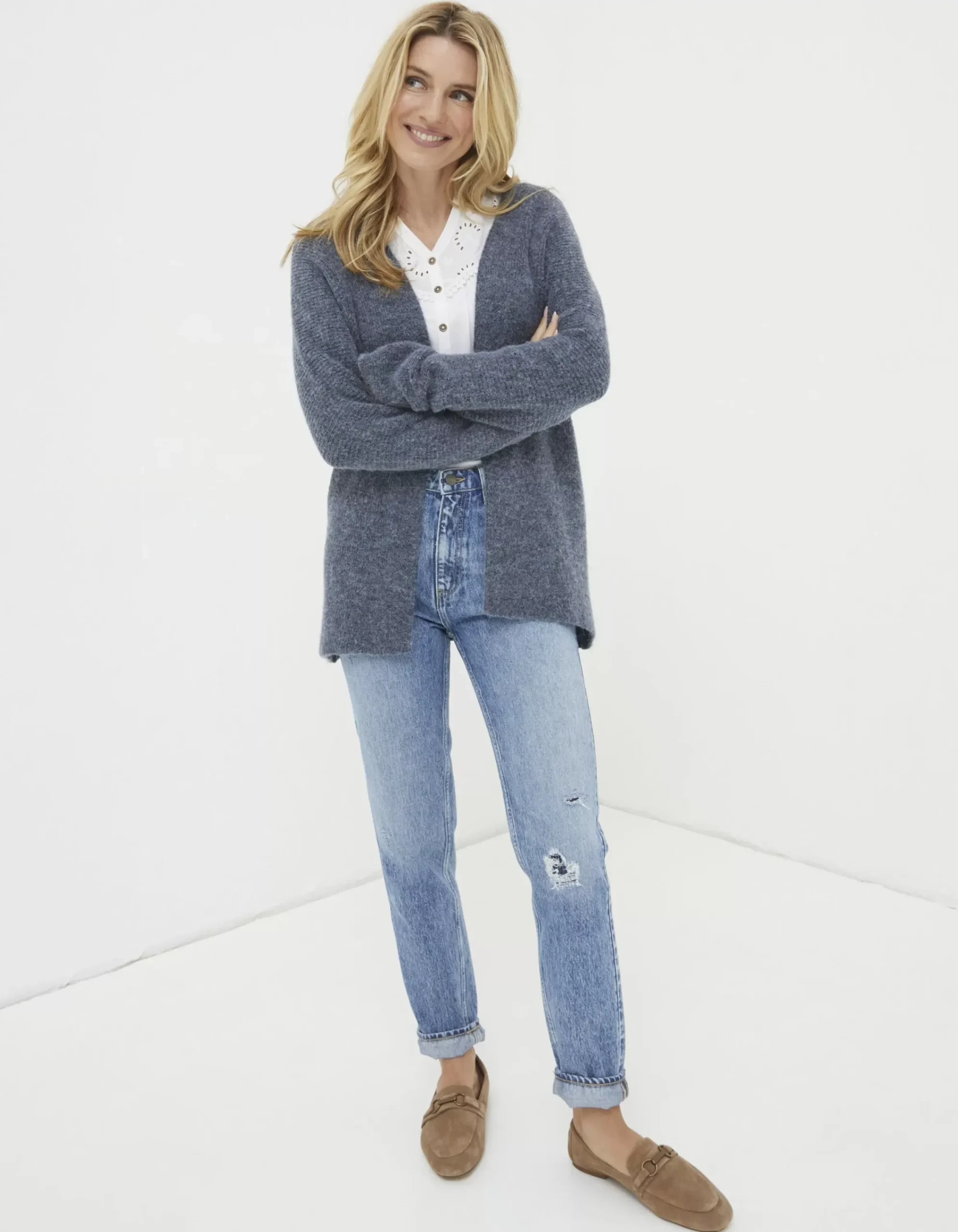 FatFace Sennan Cocoon Cardigan Charcoal Grey Hot
