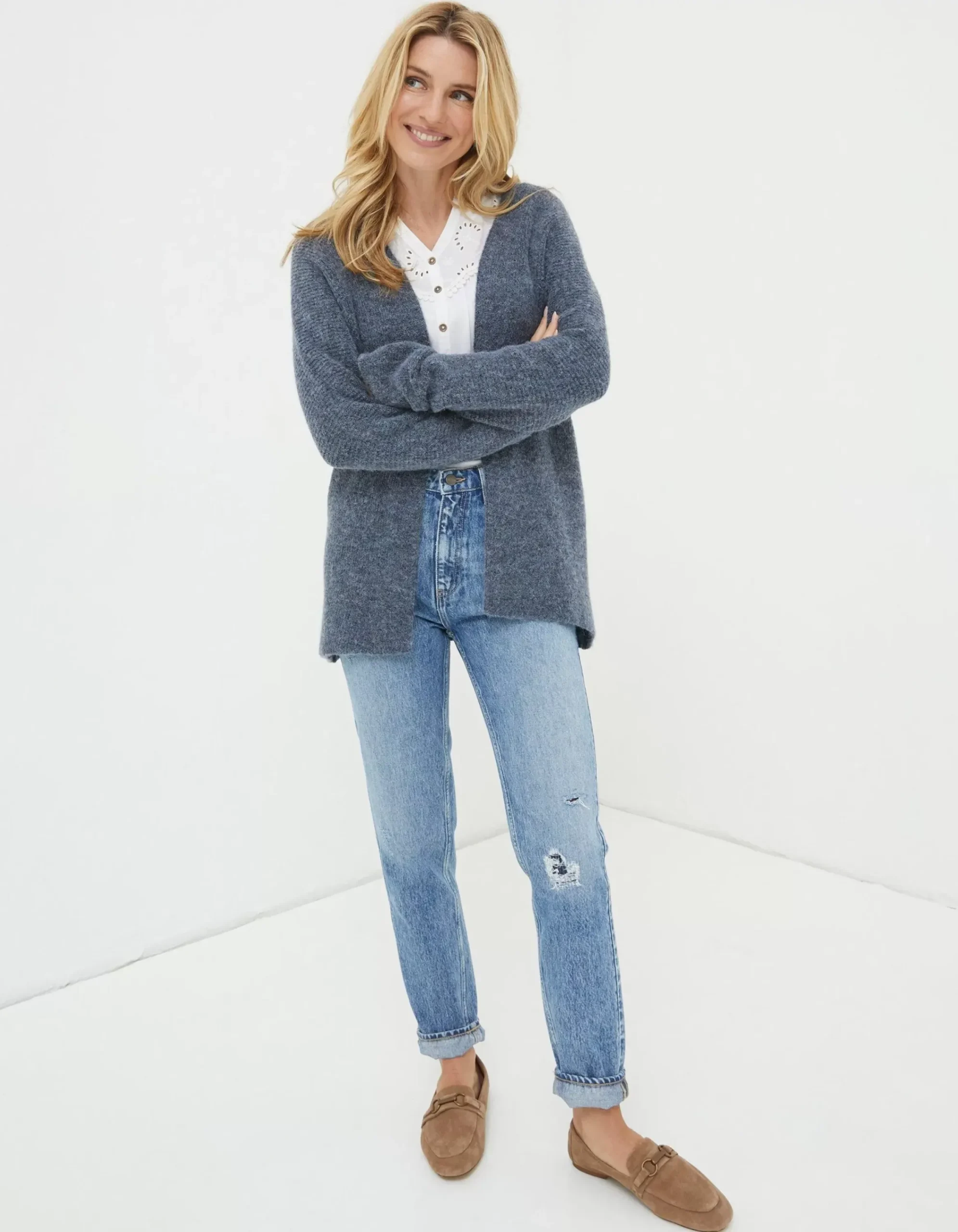 FatFace Sennen Cocoon Cardigan Grey Hot