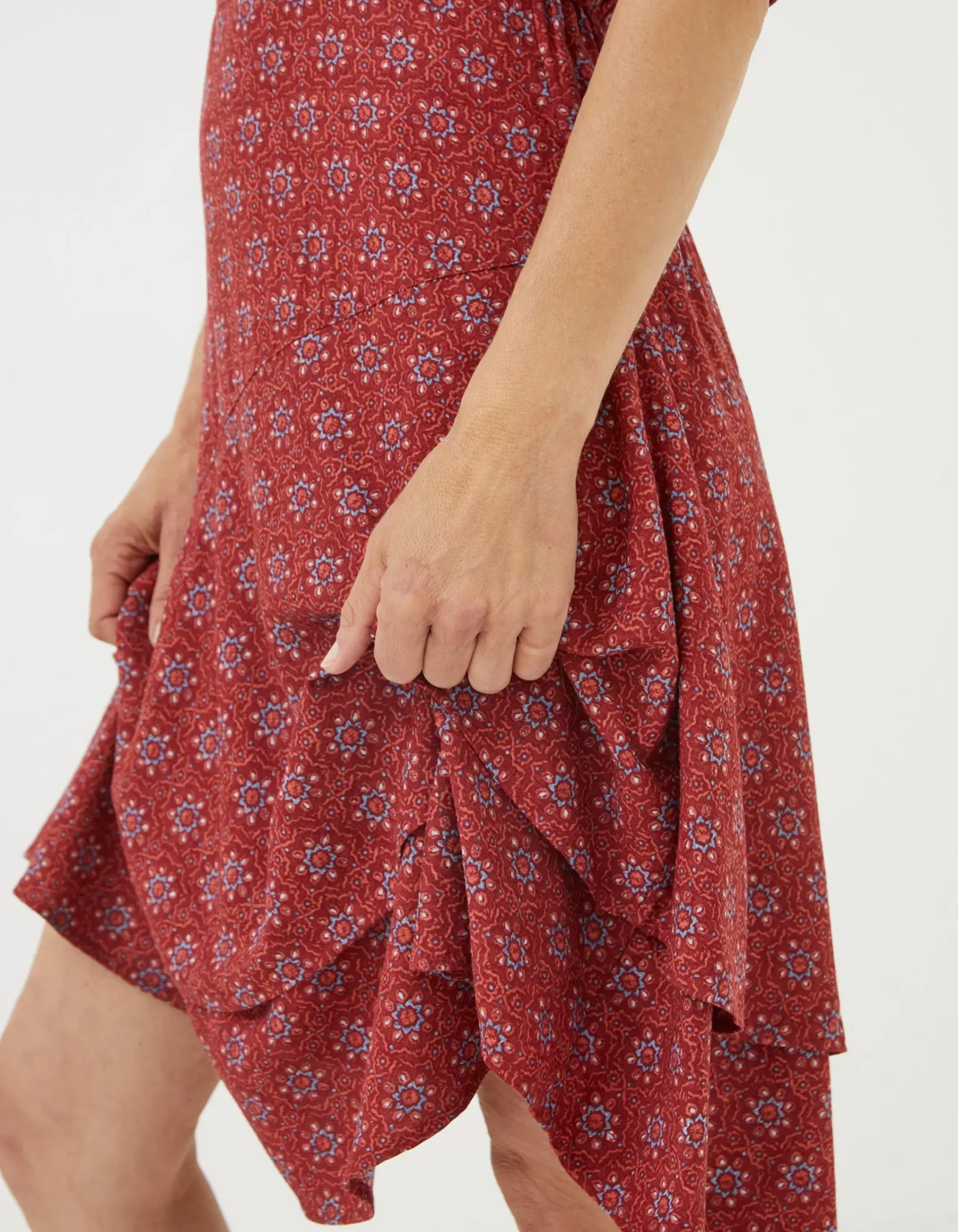 FatFace Shaney Craft Geo Dress Raspberry Red Clearance
