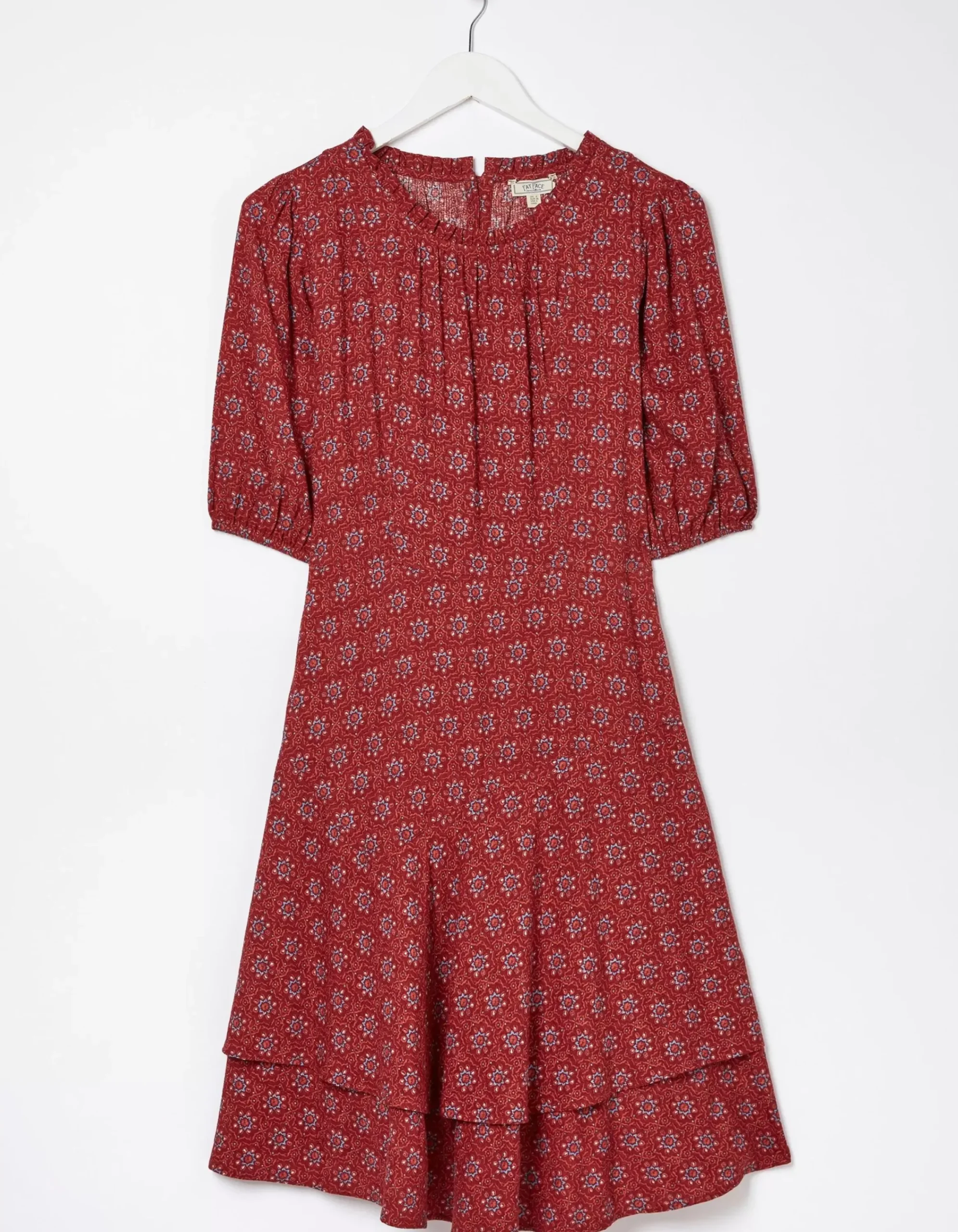 FatFace Shaney Craft Geo Dress Raspberry Red Clearance