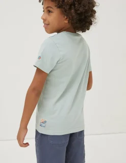 FatFace Shark Coast Jersey T Shirt Sage Green Clearance