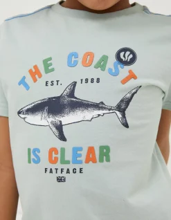 FatFace Shark Coast Jersey T Shirt Sage Green Clearance