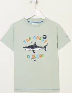 FatFace Shark Coast Jersey T Shirt Sage Green Clearance