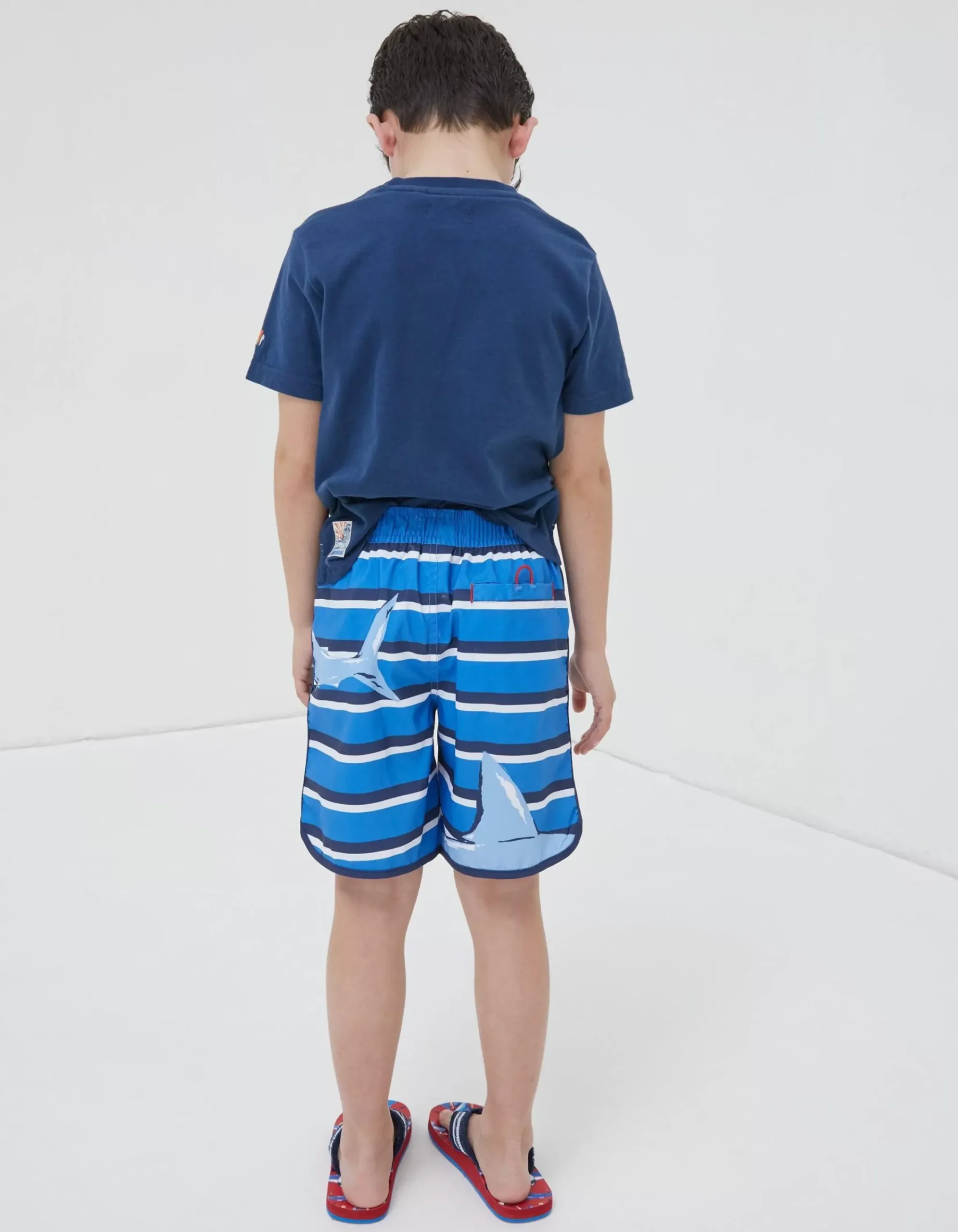 FatFace Shark Graphic Boardies Cobalt Blue Outlet