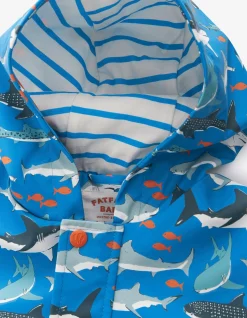 FatFace Shark Print Raincoat Blue Outlet
