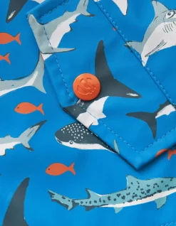 FatFace Shark Print Raincoat Blue Outlet
