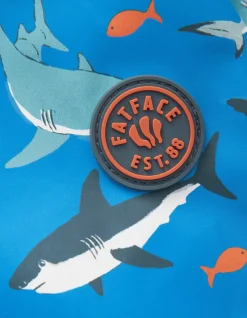 FatFace Shark Print Raincoat Blue Outlet