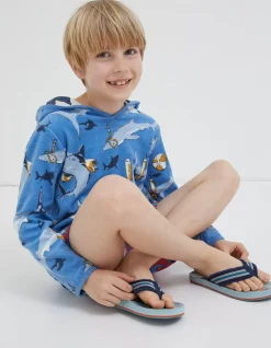 FatFace Shark Towelling Poncho Light Blue Sale