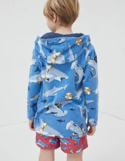 FatFace Shark Towelling Poncho Light Blue Sale