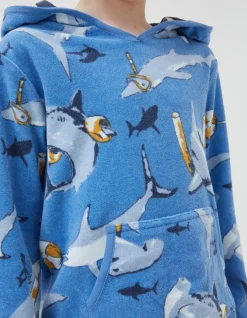 FatFace Shark Towelling Poncho Light Blue Sale