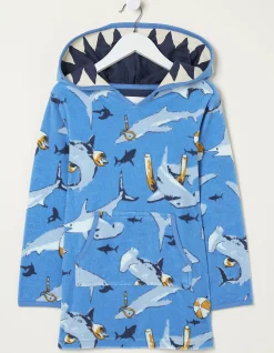 FatFace Shark Towelling Poncho Light Blue Sale