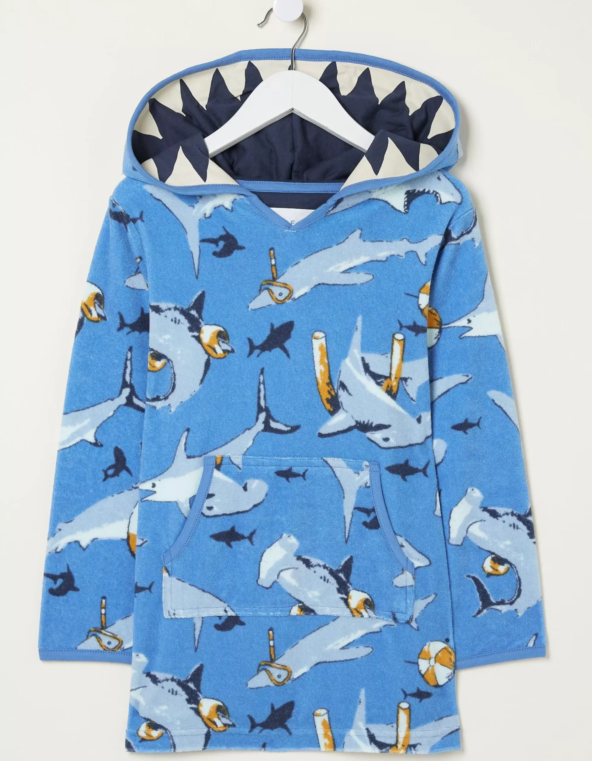 FatFace Shark Towelling Poncho Light Blue Sale