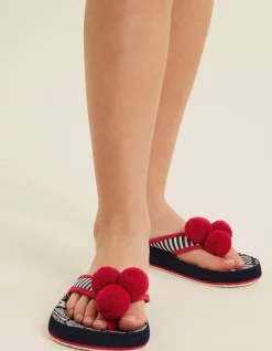 FatFace Shell Print Flip Flops Navy Clearance