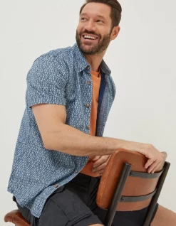 FatFace Shell Print Shirt Navy Clearance