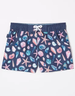 FatFace Shell Print Swim Shorts Navy Discount
