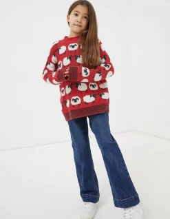 FatFace Shelter Stevie Sheep Crew Neck Jumper Cherry Red Best