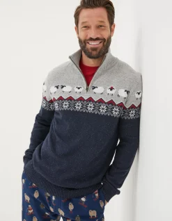 FatFace Shelter Stevie Sheep Half Neck Jumper Navy Outlet