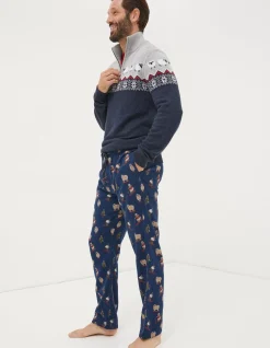 FatFace Shelter Stevie Sheep Print Pyjama Bottoms Navy New