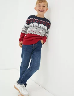 FatFace Shelter Stevie Sheep Ski Jumper Cherry Red Outlet