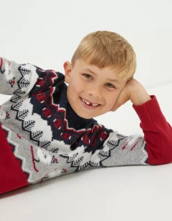 FatFace Shelter Stevie Sheep Ski Jumper Cherry Red Outlet