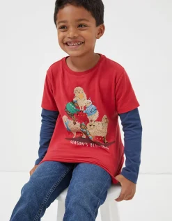 FatFace Shelter Stevie Sheep T-Shirt Cherry Red Sale