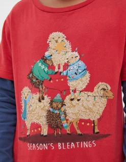 FatFace Shelter Stevie Sheep T-Shirt Cherry Red Sale