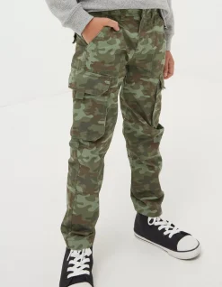 FatFace Shipton Camo Cargo Trousers Khaki Green Sale