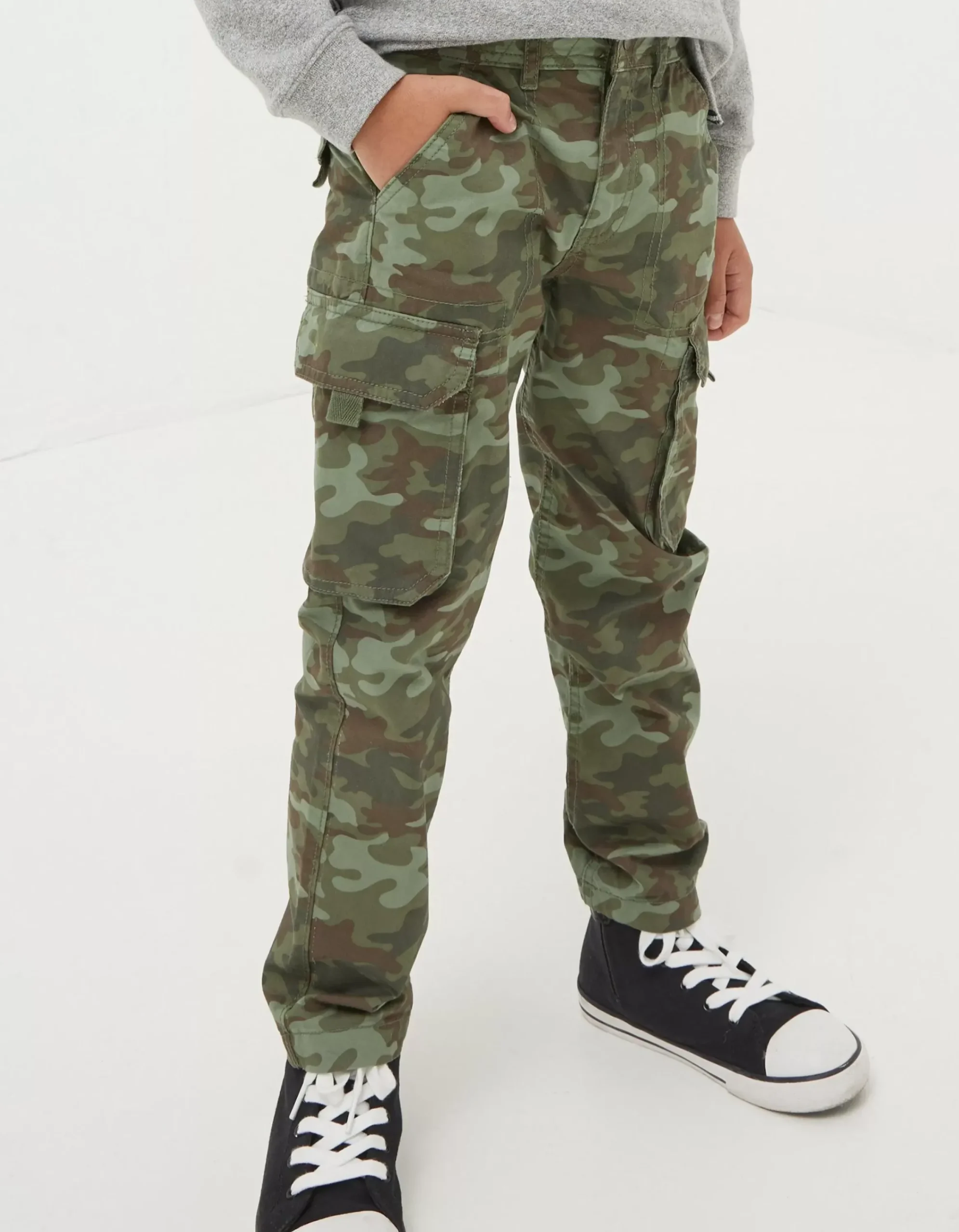 FatFace Shipton Camo Cargo Trousers Khaki Green Sale