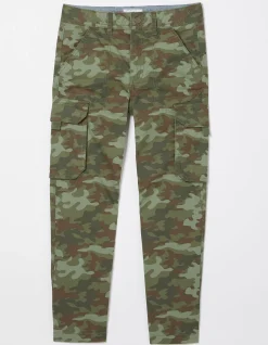 FatFace Shipton Camo Cargo Trousers Khaki Green Sale
