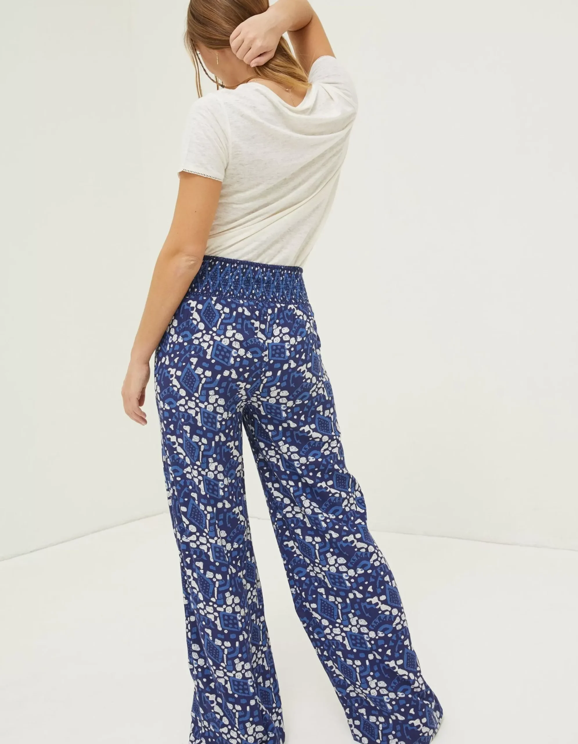 FatFace Shirred Geo Batik Palazzo Navy Online