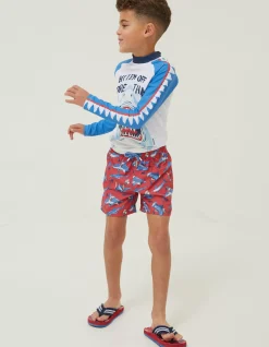 FatFace Sidney Shark Swim Shorts Red Online