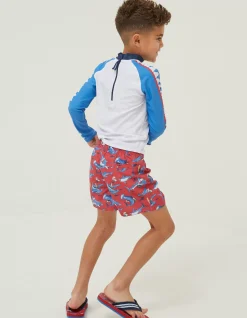 FatFace Sidney Shark Swim Shorts Red Online