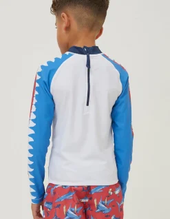 FatFace Sidney The Shark Rash Vest Natural White Sale