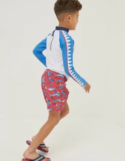 FatFace Sidney The Shark Rash Vest Natural White Sale