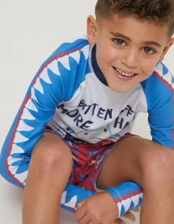 FatFace Sidney The Shark Rash Vest Natural White Sale