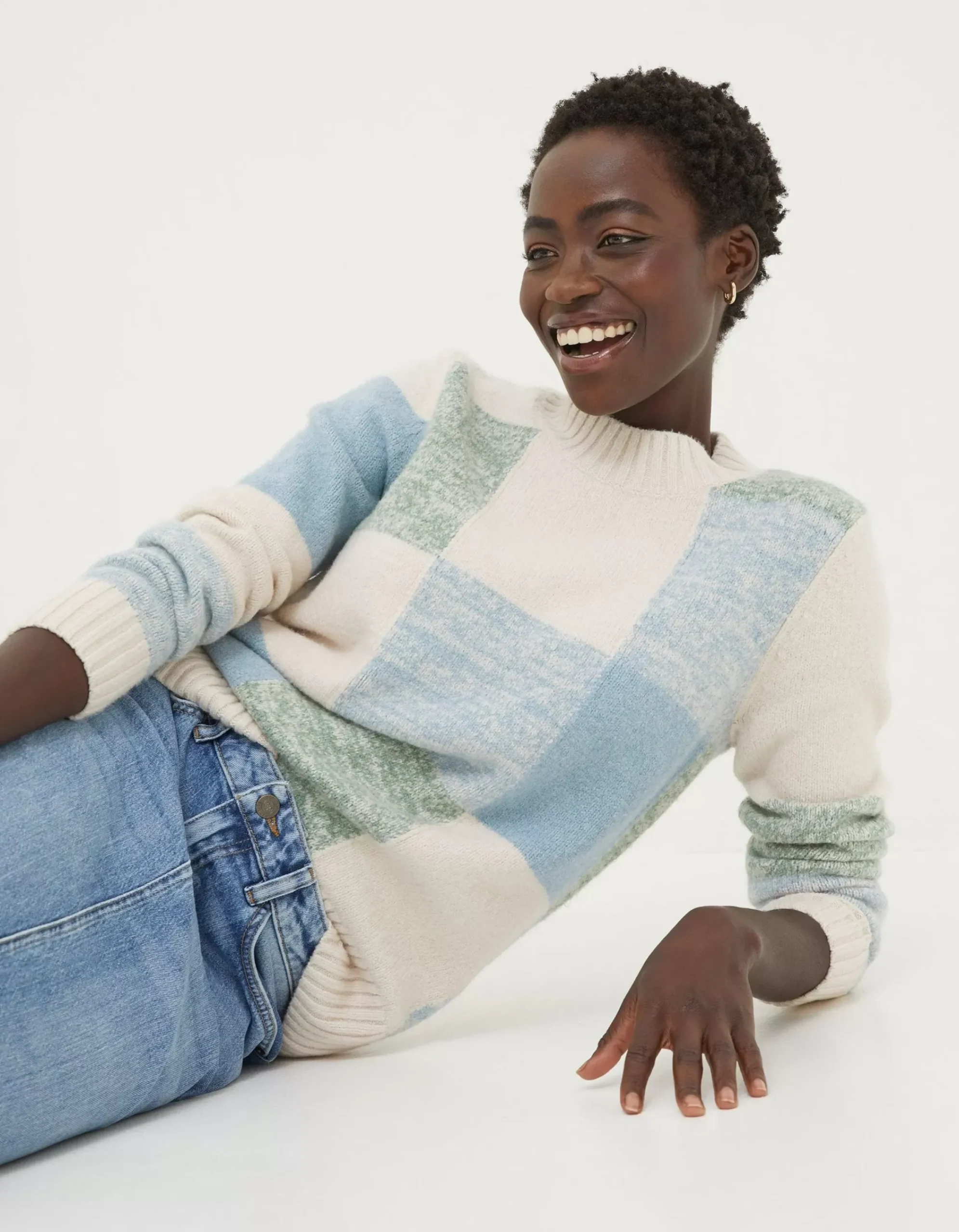 FatFace Sienna Square Patterned Jumper Multi