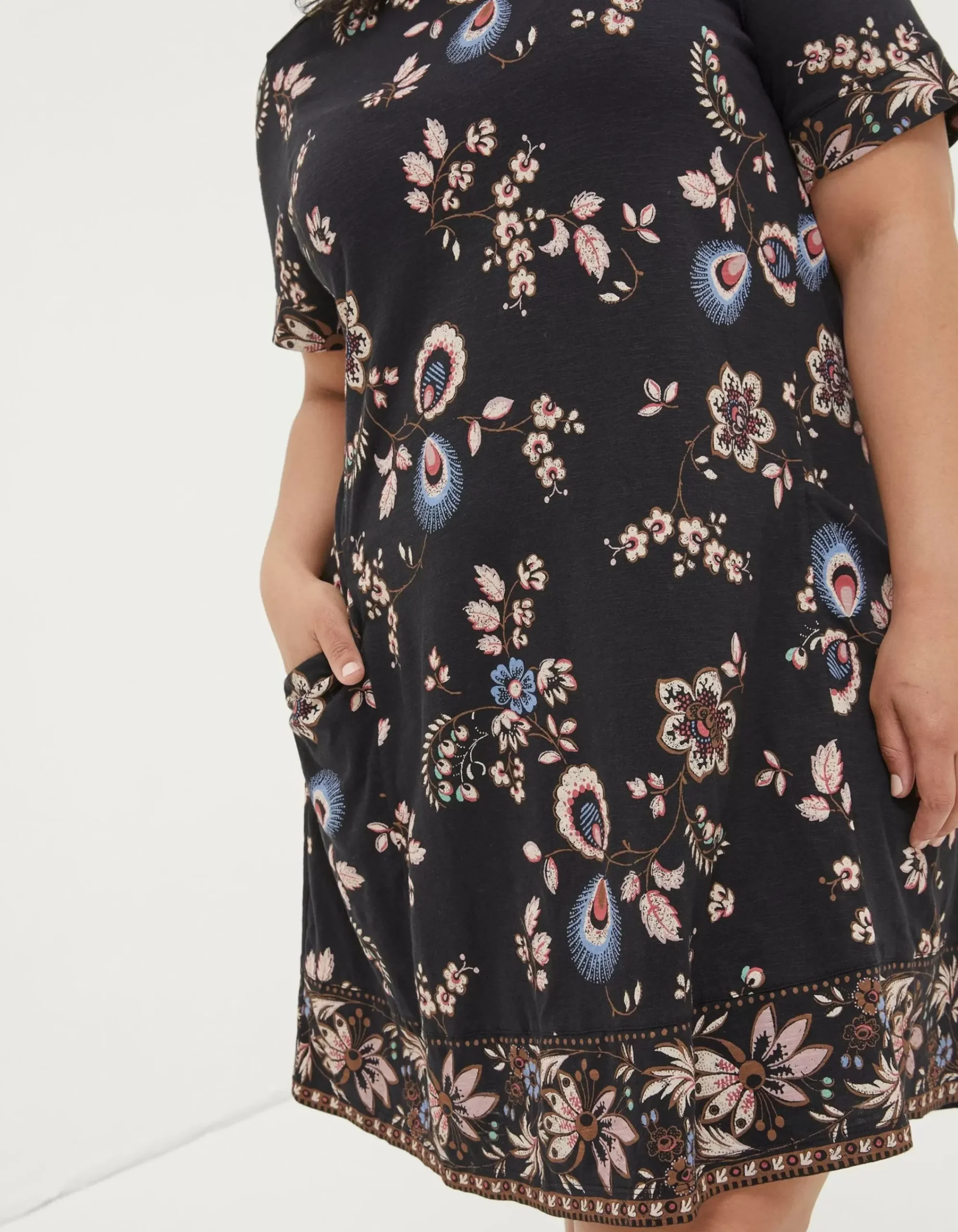 FatFace Simone Floral Jersey Dress Black Clearance