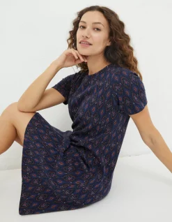 FatFace Simone Jacquard Dress Dark Navy Outlet