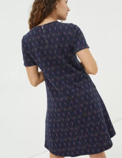 FatFace Simone Jacquard Dress Dark Navy Outlet