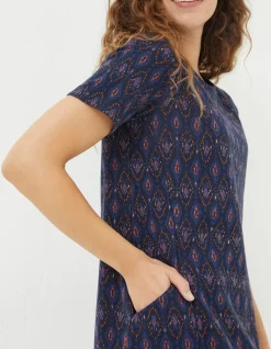FatFace Simone Jacquard Dress Dark Navy Outlet