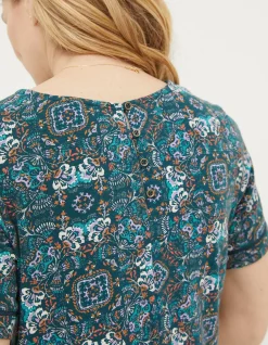 FatFace Simone Mirrored Jersey Dress Teal Green New